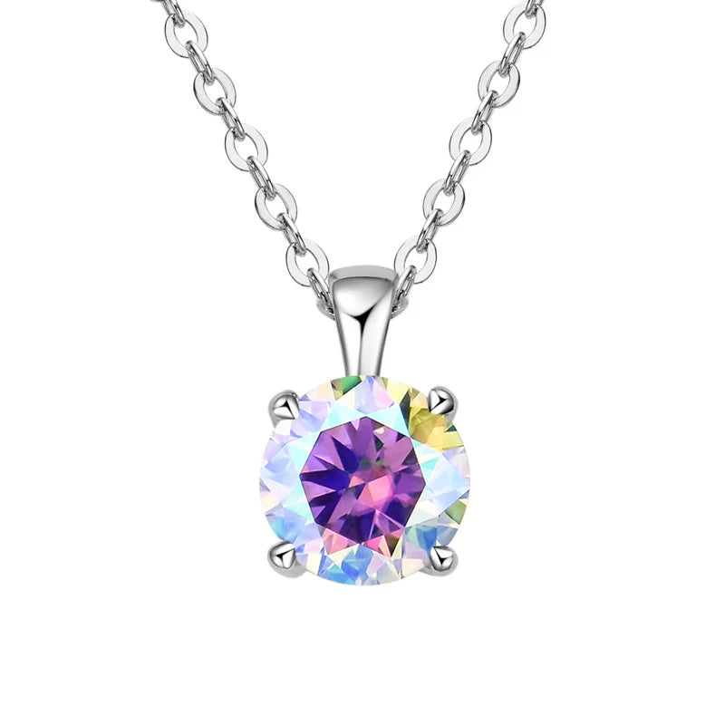 JoyceJelly Classic Four Prong 1ct Moissanite Necklace Women's 925 Sterling Silver Plated 18k Gold Pendant Luxury Fine Jewelry