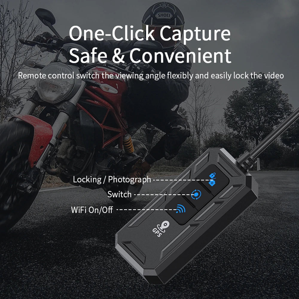Dual 1080P Motorcycle DVR Full Body Waterproof Moto Camera WiFi GPS Dash Cam Front Rear Driving Video Recorder Black Box