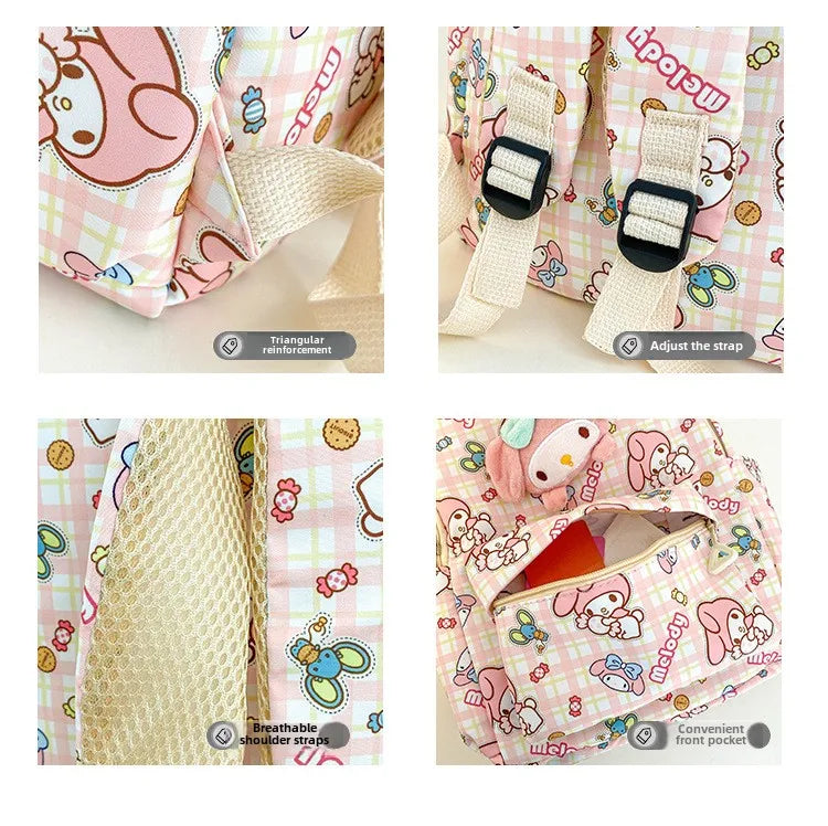 Sanrio Hello Kitty Kuromi Cinnamoroll New Fashion Children's School Bag Cute Large Capacity Kids Backpack College Bag