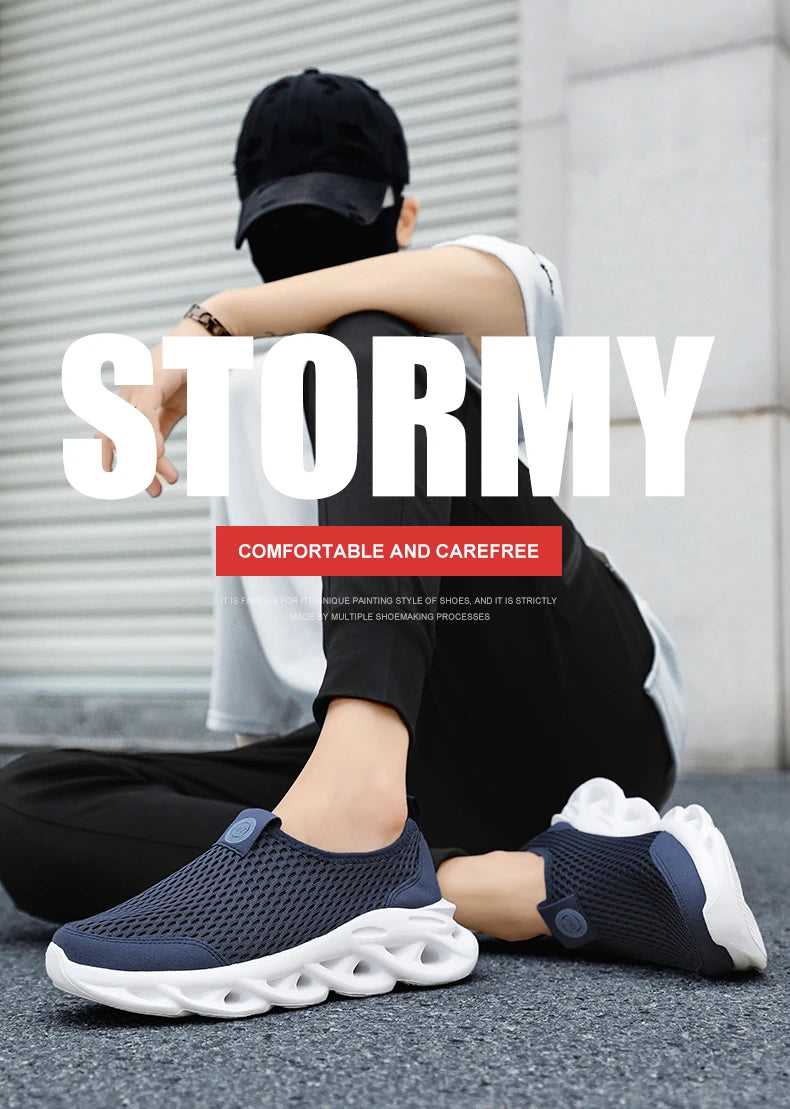 Men Casual Sport Shoes Breathable Lightweight Sneakers Outdoor Mesh Black Running Shoes Athletic Jogging Tenis Walking Shoes