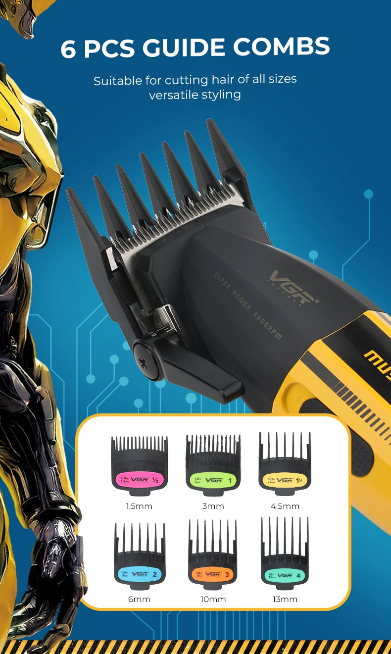ماكينة قص الشعر الاحترافية VGR Clipper ماكينة قص الشعر الكهربائية 9000 دورة في الدقيقة ماكينة حلاقة لاسلكية للرجال V-285