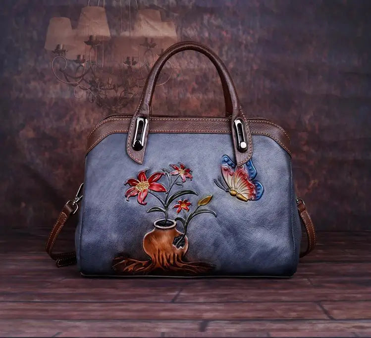 MOTAORA Vintage Women Shoulder Bags Genuine Leather Retro Ladies Handbags For Female Handmade Embossed Women's Bag 2025 Trend
