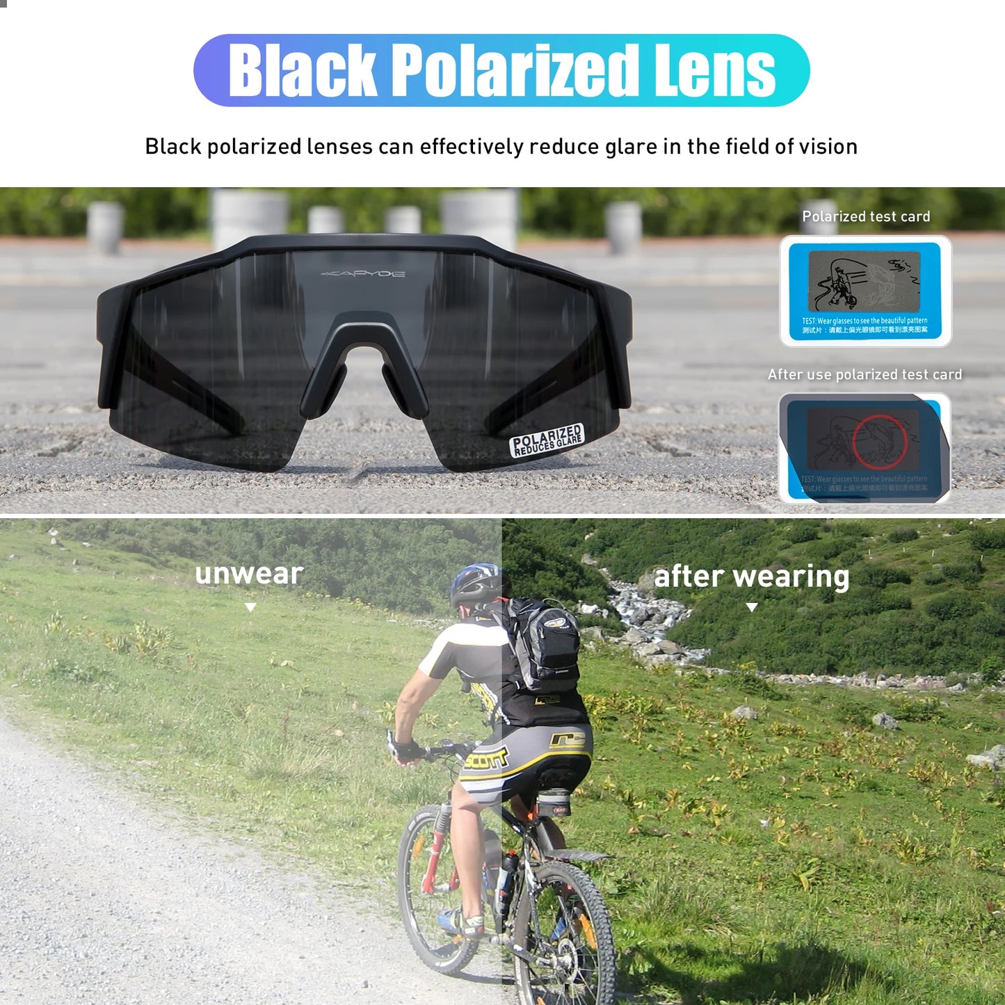Kapvoe Road Driving Bike Sports Cycling Glasses Running Sunglasses Outdoor Men Woman Bicycle Cycling Mountain UV400 Goggles