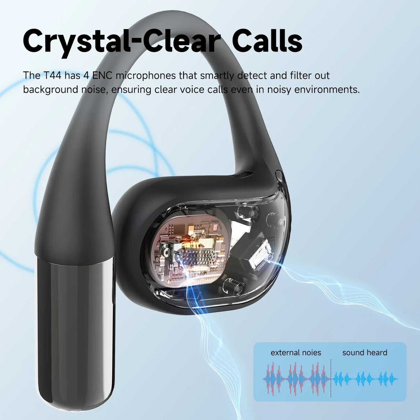 Oneodio SuperEQ T44 Open Ear Earphones Wireless Bluetooth 5.3 Headphones Air Conduction Sports Earbuds With 4 ENC Mic Bass OWS