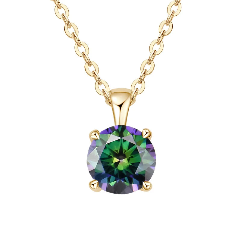 JoyceJelly Classic Four Prong 1ct Moissanite Necklace Women's 925 Sterling Silver Plated 18k Gold Pendant Luxury Fine Jewelry