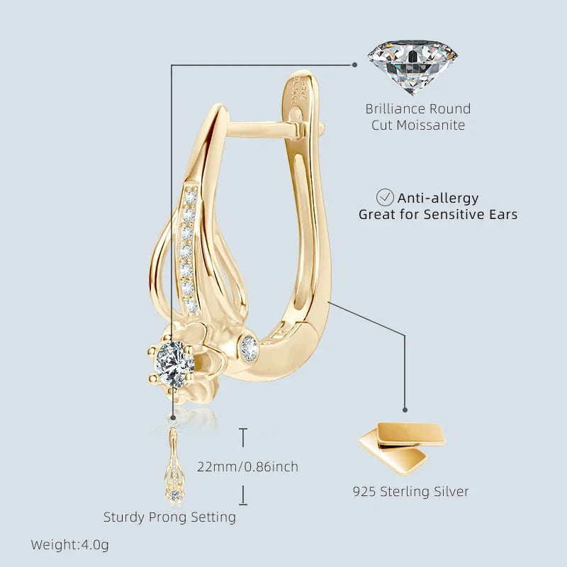 Lnngy Brilliant 3mm Infinity Moissanite Earring oorbellen zilver 925 Sterling Silver Hoop Earrings For Women Wedding Jewelry