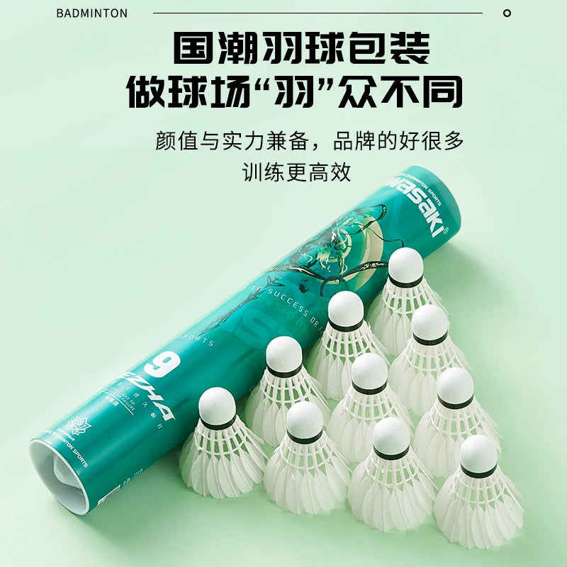 Kawasaki Shuttlecock Feather For Outdoors Daily Training Nezha No. 9 Speed 77' Durable Badminton Shuttlecock