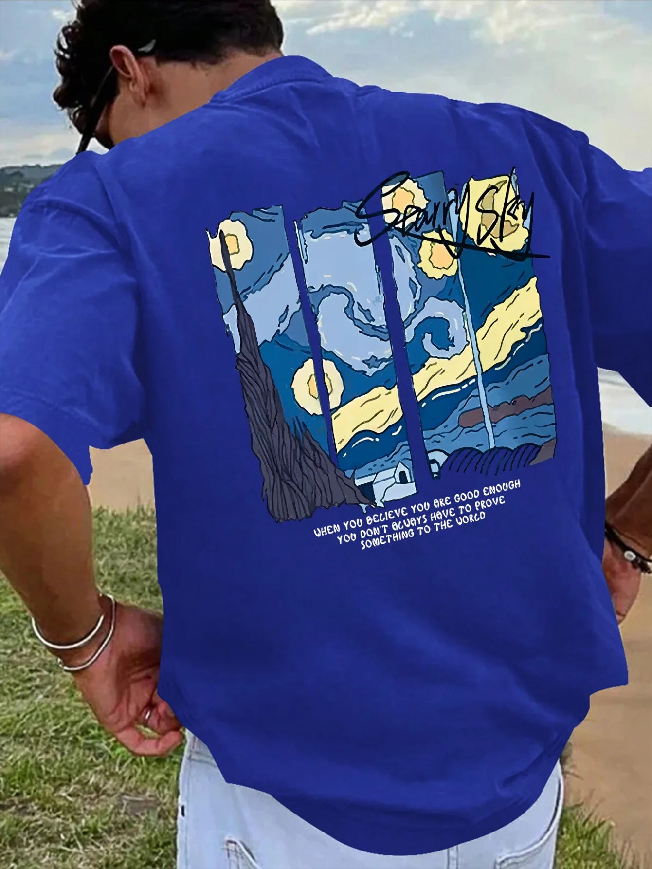 Men’s Summer 100% Cotton Casual T-Shirt Oil Painting Print | Loose Fit | Breathable Comfort