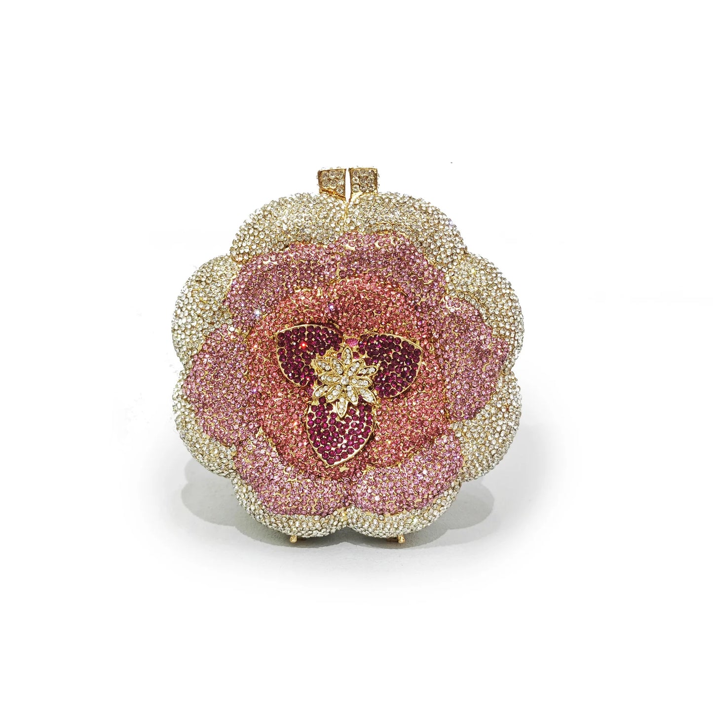 Rose Flower Pink/Green Rhinestones Evening Clutches Women Floral Yellow Crystal Evening Bags Bridal Wedding Party Clutch Purse
