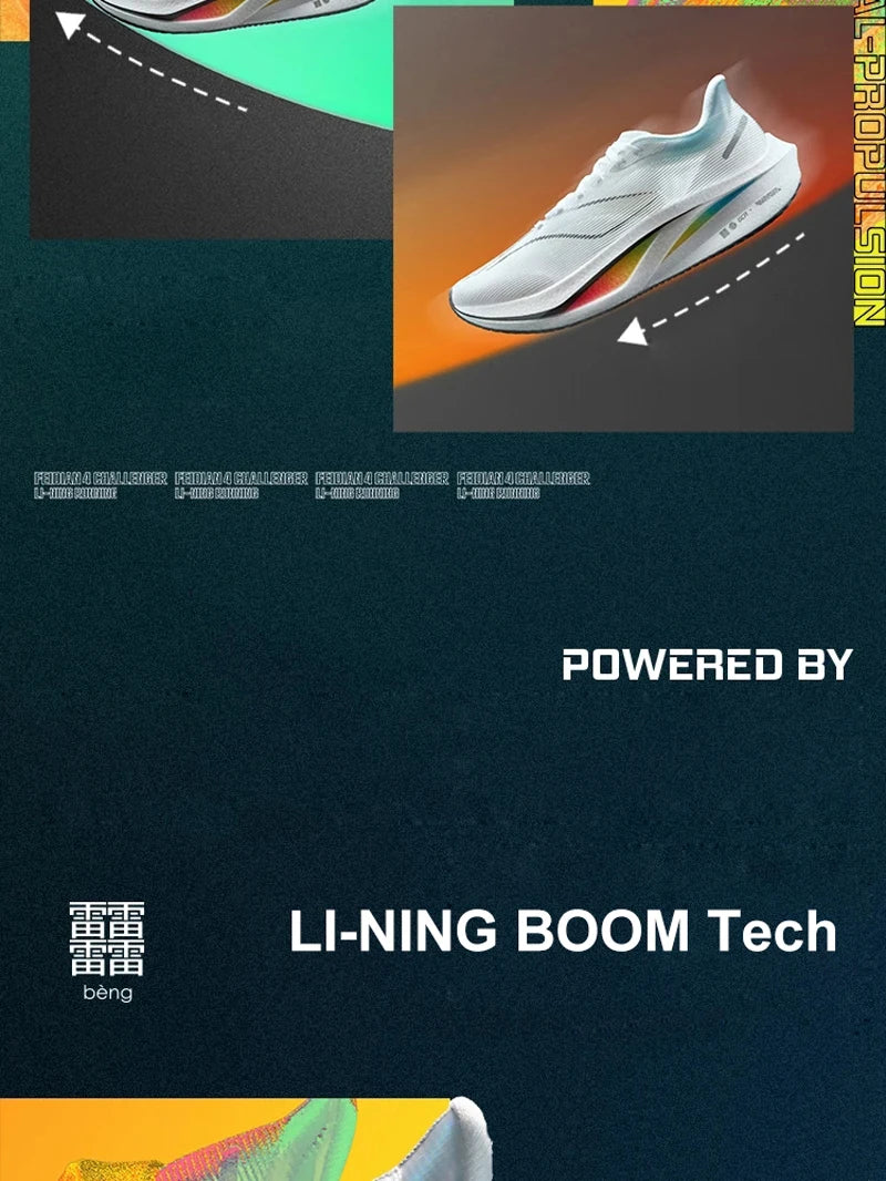 Li-Ning Men FEIDIAN 4 CHALLENGER Racing Running Shoes CARBON-FIBER PLATE BOOM Cushion Sport Shoes Breathable Sneakers ARMU005