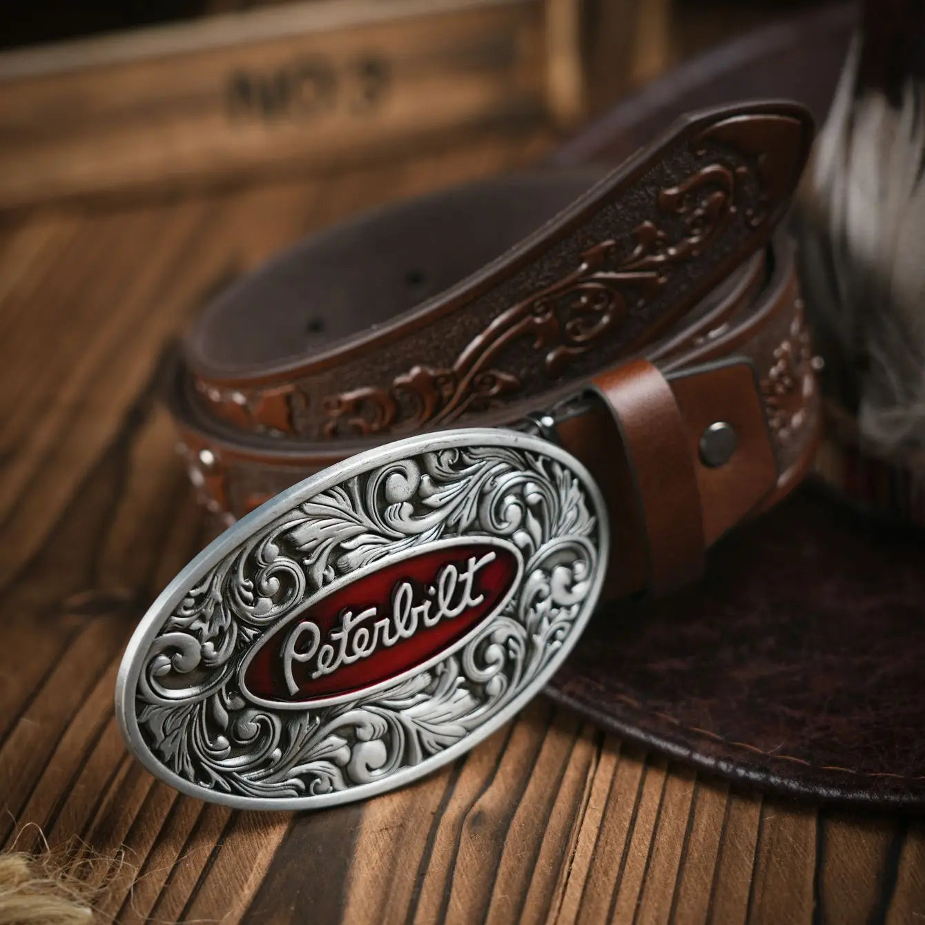 A men's western denim style PU belt