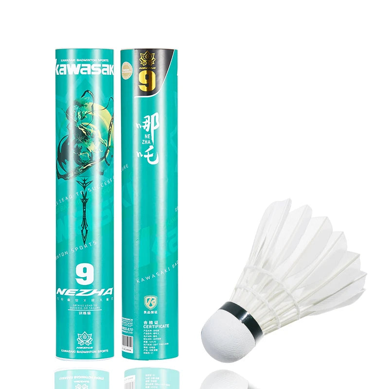 Kawasaki Shuttlecock Feather For Outdoors Daily Training Nezha No. 9 Speed 77' Durable Badminton Shuttlecock