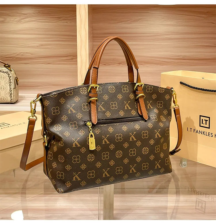 Women’s Light Luxury Retro Handbag – Large Capacity Shoulder & Crossbody Tote – 2025 High-End Fashion