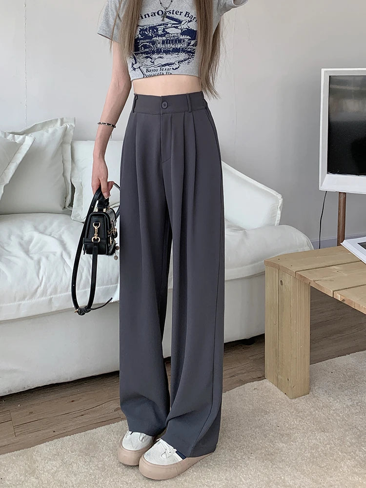plus Size Women's Casual Wide Leg Pants High Waist Slimming Trousers Versatile Spring Faion Korean Sle Commute Pants
