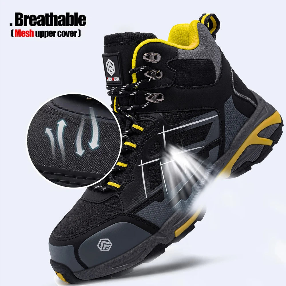 Larnmern Mens Safety Work Boots Steel Toe Shoes Anti-puncture Anti-static Non Slip Protective Boots