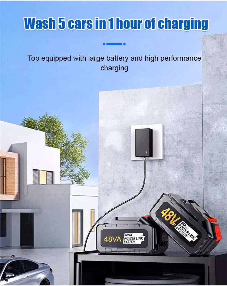 Household electric high-pressure car wash water gun lithium battery wireless car wash artifact portable efficient cleaning tools