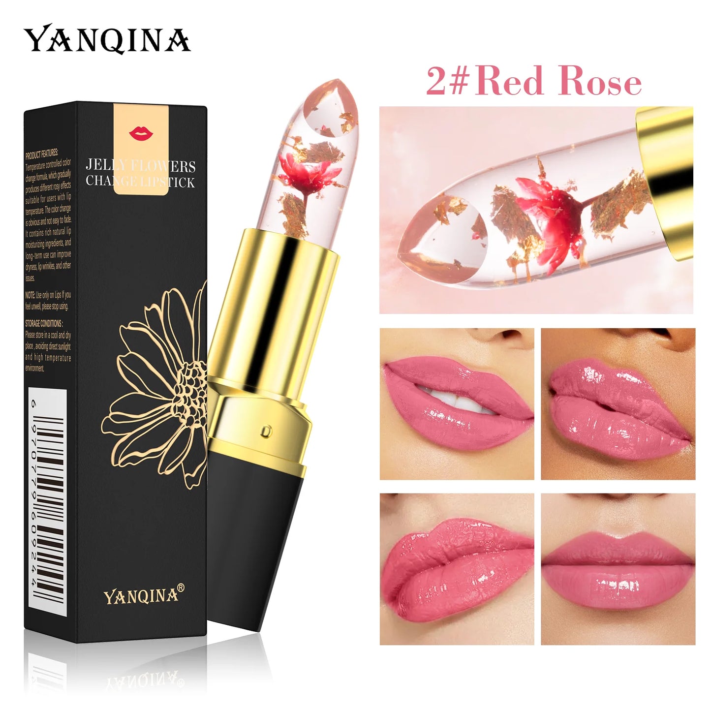 Temperature Color Changing Lip Balm Crystal Jelly Flower Lipstick Gloss Transparent Long Lasting Moisturize Lips Makeup Cosmetic