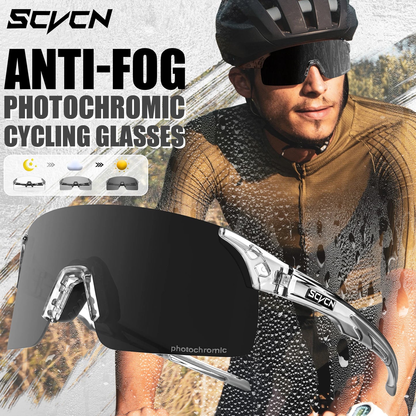 SCVCN New MTB Anti Fog Photochromic Sunglasses Men Outdoor Anti-fog Cycling Glasses Bicycle Women Bike MTB UV400 Sports Eyewear