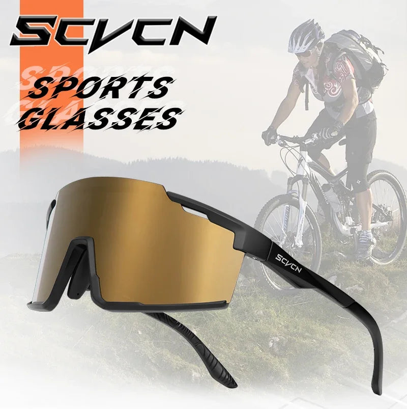 SCVCN-Fashion Sunglasses Cycling Glasses Sports for Men Driving Sun Mountain Bike Road Bicycle Eyewear Goggles MTB UV400