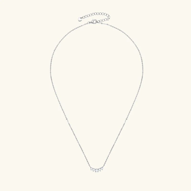 18K Gold Plated 925 Silver Real Moissanite Jewelry Set 5-Stone Smile Pendant Necklace Stud Earrings Sets for Women Christma Gift