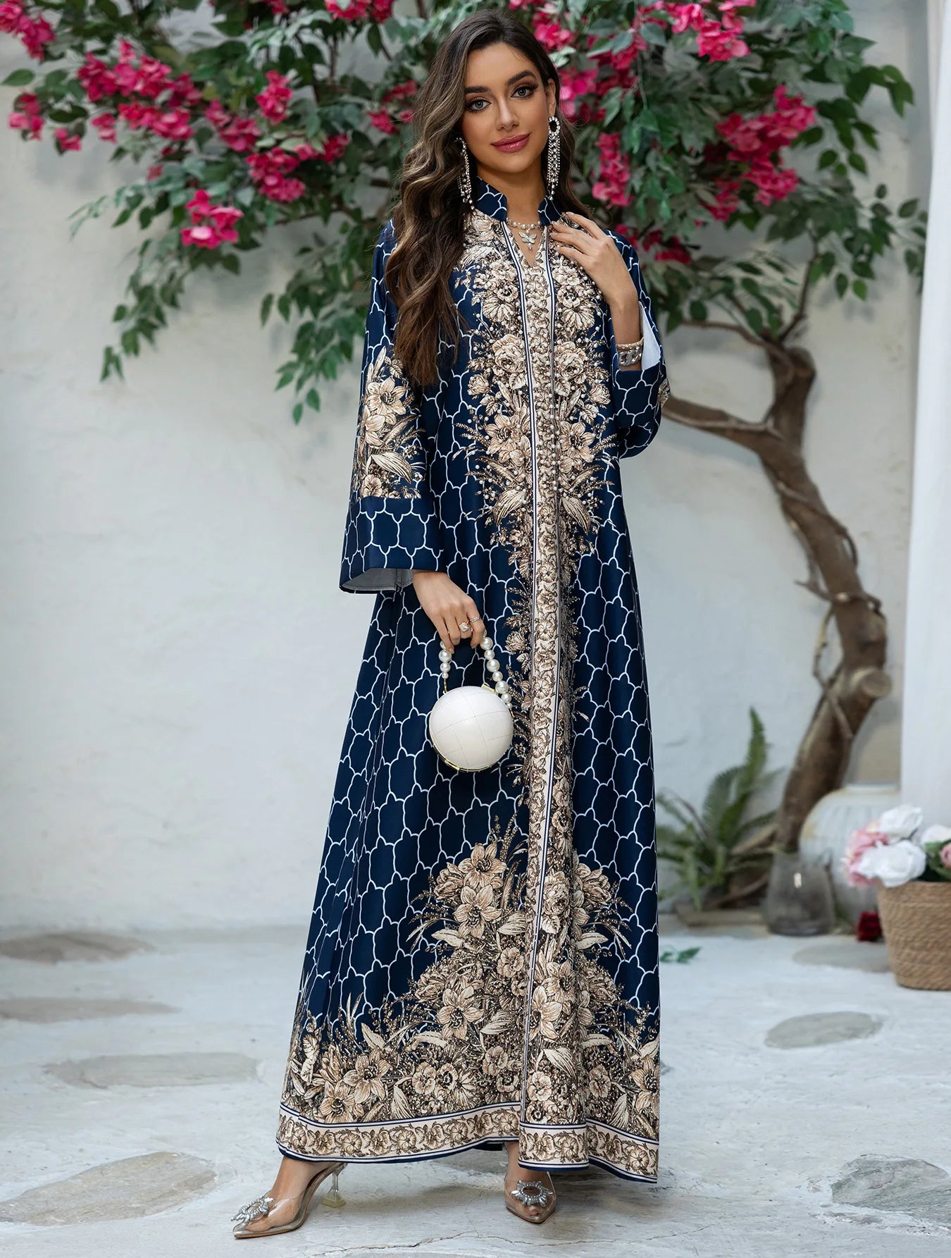 Muslim Dress Women Abaya for Eid Diamond Party Dresses Arab Long Robe Print Abayas Dubai Morocco Kaftan Islam Jalabiya Vestidos