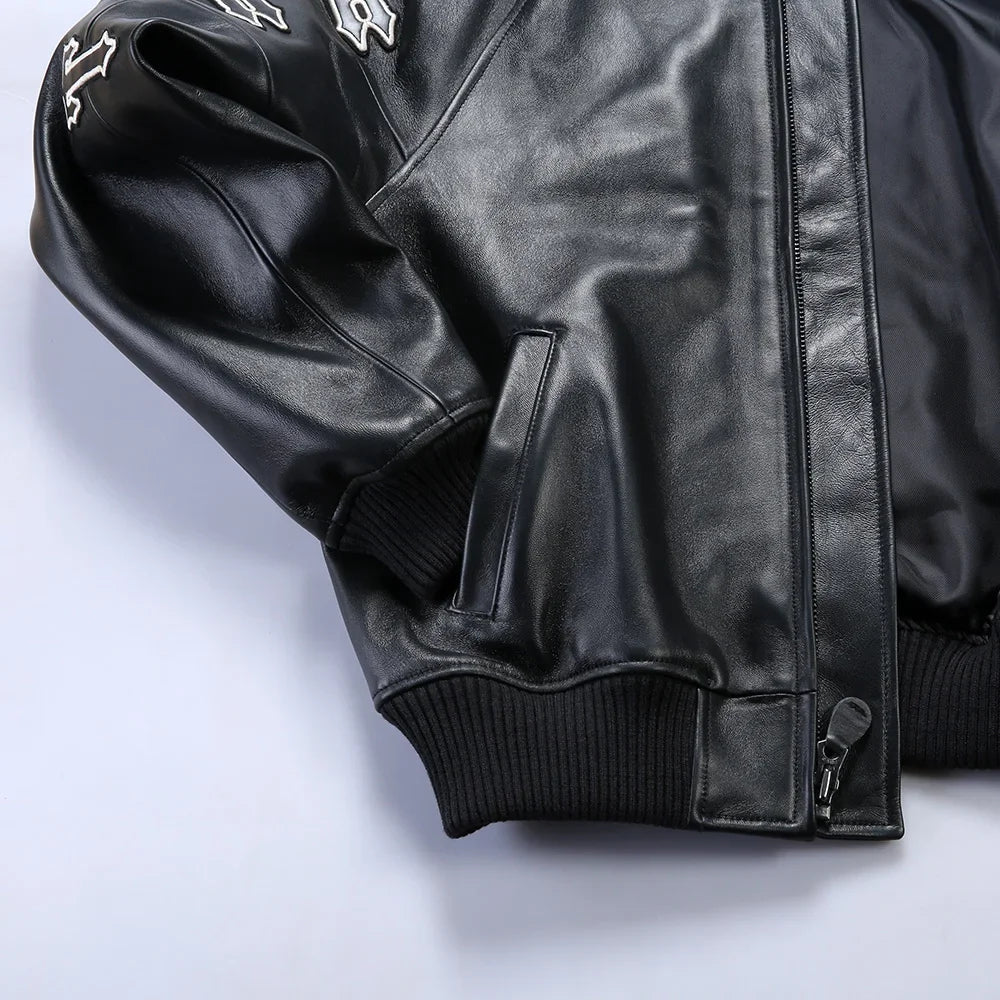 AVIREX Genuine French Lamb Leather Jacket Men's US Size Flight Suit Sports Casual Coat Tops