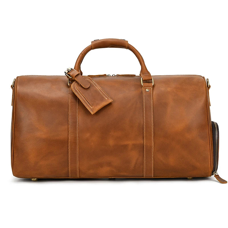 Luxury Genuine Leather Men Women Travel Bag Cow Leather Carry On Luggage Bag Travel Shoulder Bag Male Female Weekend Duffle Bag