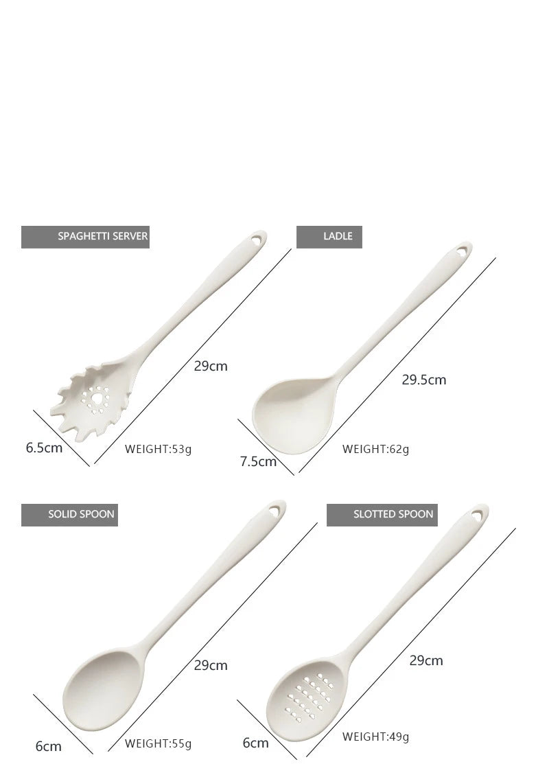 Pink 18Pcs Food Grade Silicone Kitchen Cookware Utensils Turner Spatula Measuring Spoon Practical Cooking Tool Kitchenware Set