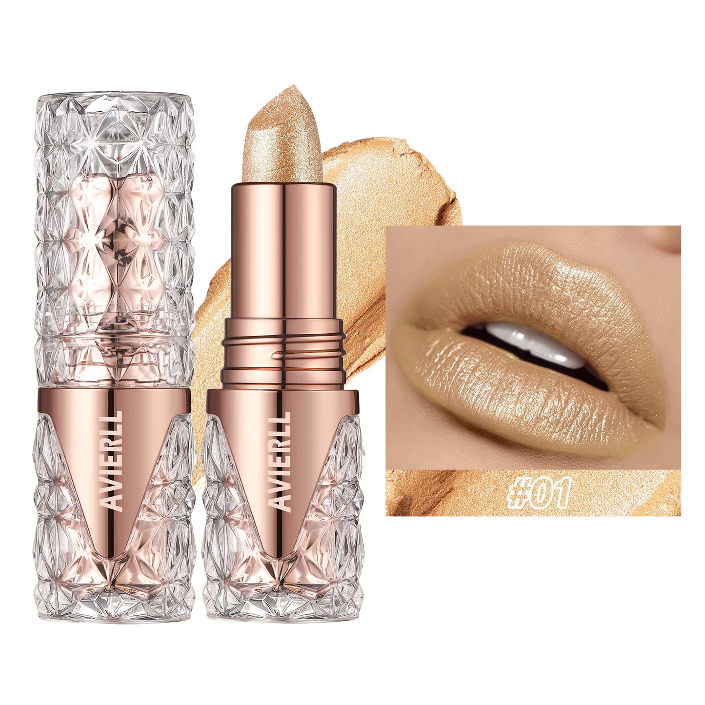 6 Colors 3 in 1 Pearlescent Sparkling Lipstick Matte Glitter Waterproof Long Lasting Pearl Shine Lip Gloss Shimmer Sexy Makeup