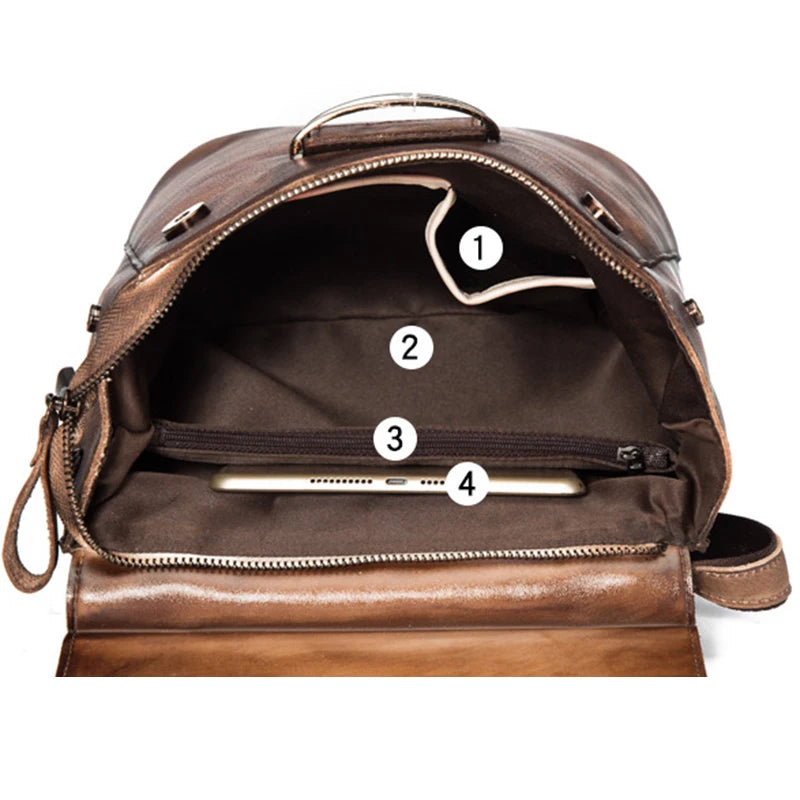 MOTAORA Women's Bag High Quality Vintage Backpack For Women Luxury Genuine Leather Backpacks Large Capacity Handmade Bags Female