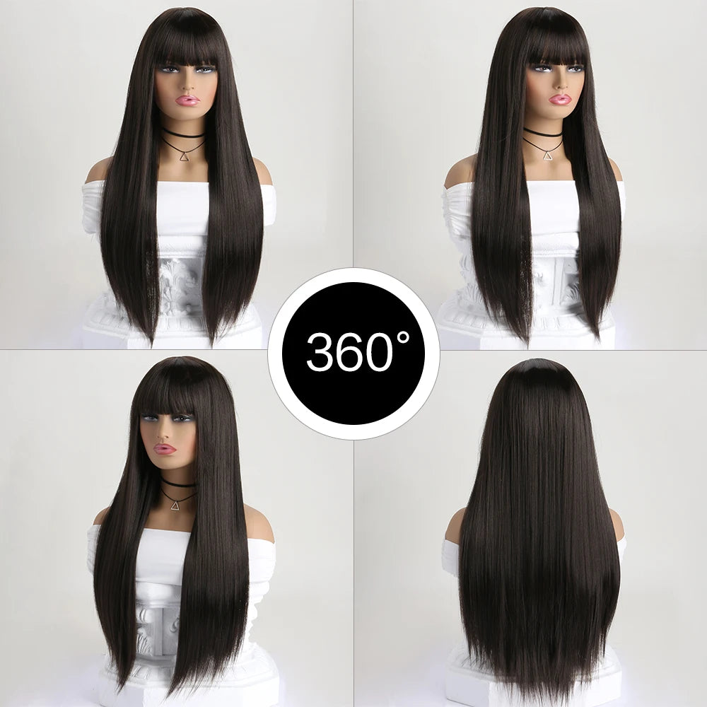 26Inch Colour Wig Long Straight Synthetic Wig for Women Fashion Wig for for Daily Halloween Costume Party Cosplay 