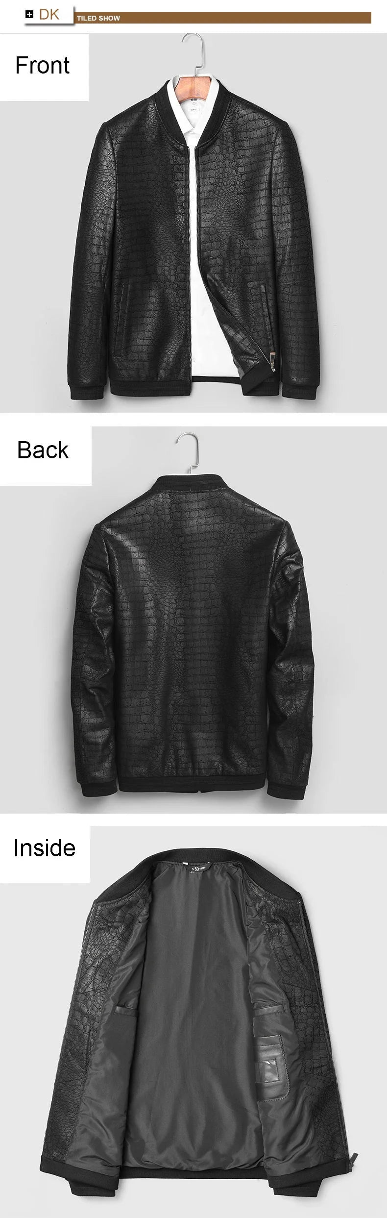 Brand leather jackets formen Genuine Sheepskin coats Crocodile pattern Dusen Klein Fashion leather men coat and jacket J1718