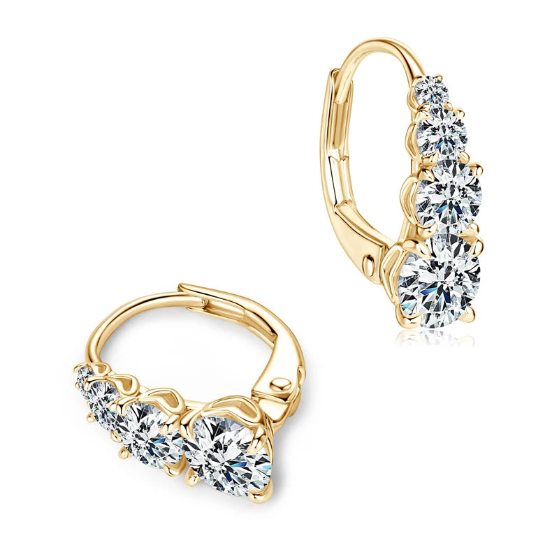 Lnngy Certified Moissanite Hoop Earrings 925 Sterling Silver 4 Stone Circle Earring For Women Ear Jewelry Pendientes Oorbellen