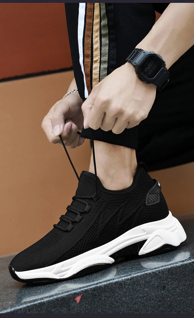 Invisible Heightening 8CM Men's Running Shoes Low Heel Soft Bottom Casual Sports Shoes Breathable Mesh Inner Lining EVA Insole