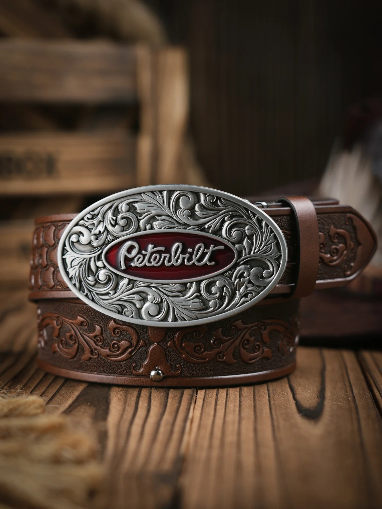 A men's western denim style PU belt