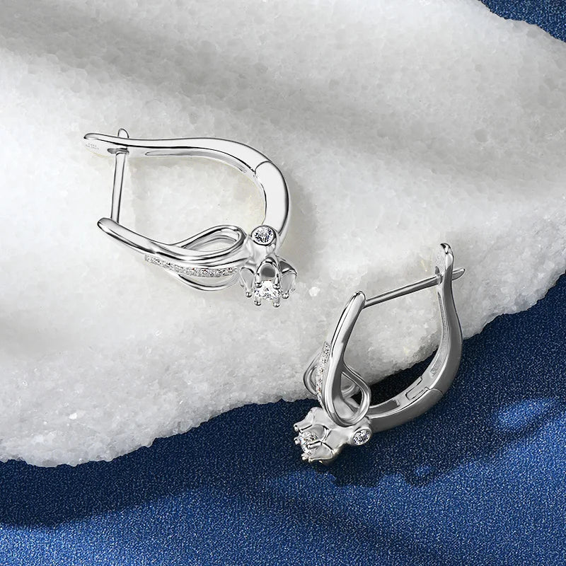 Lnngy Brilliant 3mm Infinity Moissanite Earring oorbellen zilver 925 Sterling Silver Hoop Earrings For Women Wedding Jewelry
