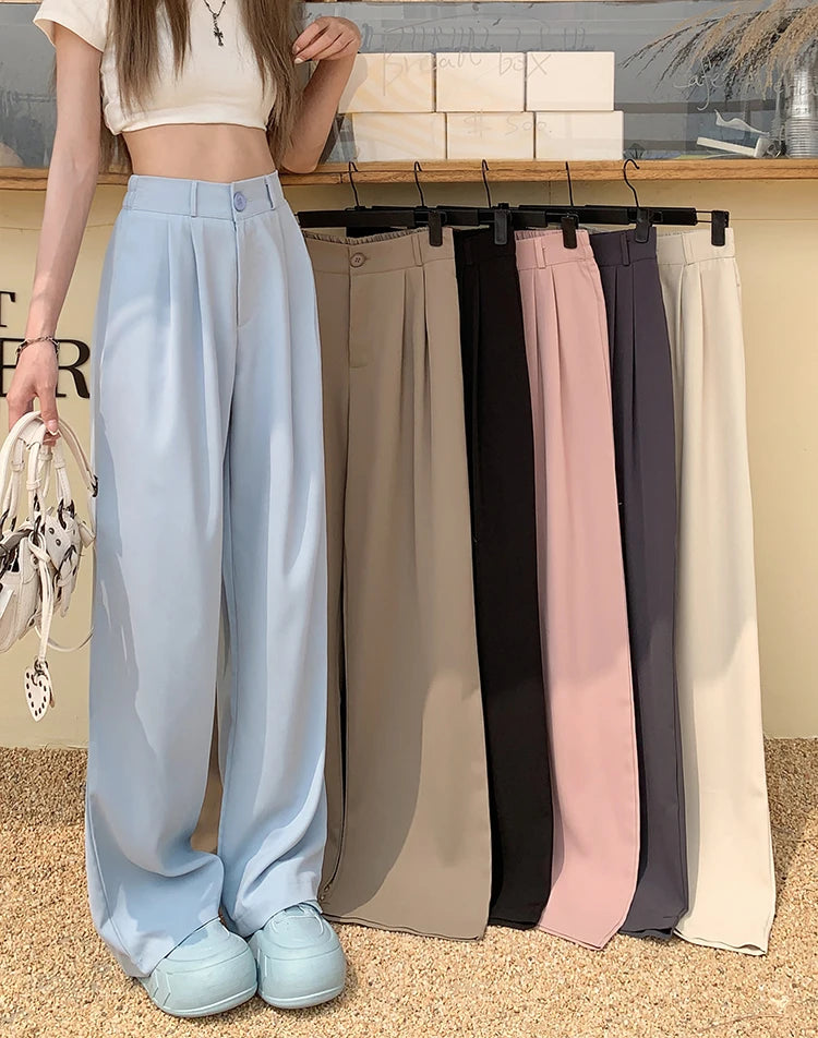 plus Size Women's Casual Wide Leg Pants High Waist Slimming Trousers Versatile Spring Faion Korean Sle Commute Pants