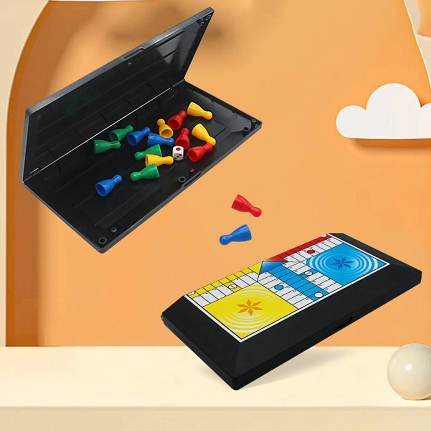 Board Game Ludo Set Parent Child Strategy Interaction with Foldable Board Travel Family Table Game for Kids Party/Social Game