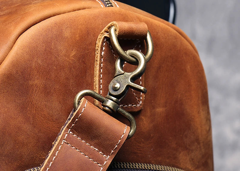 MUNUKI Vintage Crazy Horse Genuine Leather Travel bag Large Luggage bag men Leather duffle bag Large Weekend Bag Tote Big