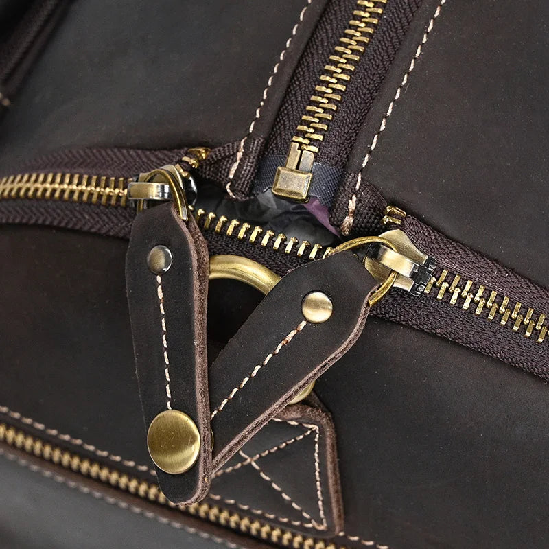 Crazy Horse Leather Folding Suit Bag Man Business Travel Bag With Shoe Pocket Clothes Cover Luggage Duffel Bag Man Bag For Suits