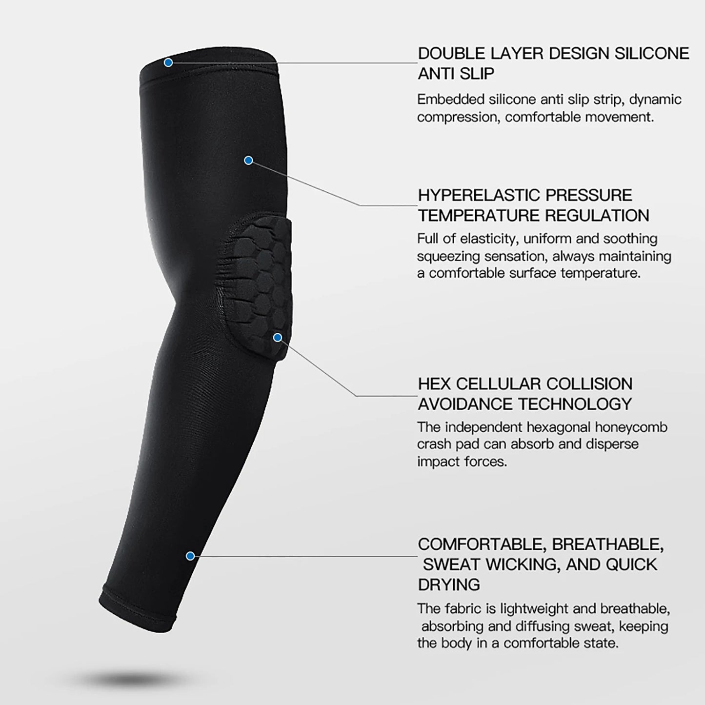 1pc Sports Elbow Protection Honeycomb Anti-collision Pressure Protection Arm Sleeve Basketball Cycling Fitness Protective Gear