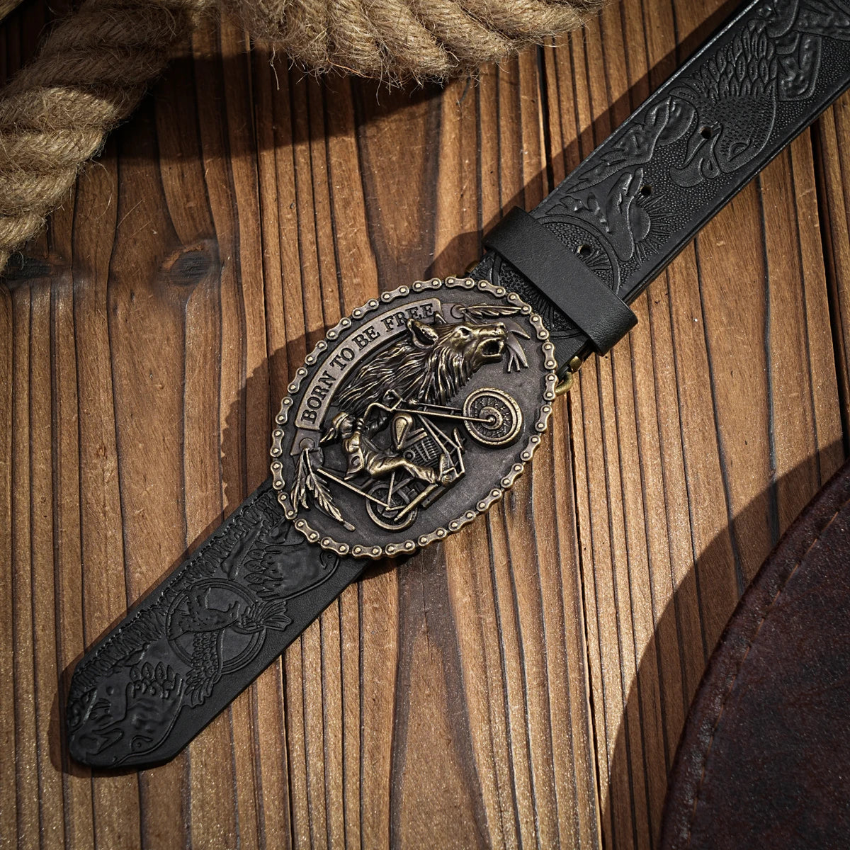 Western denim PU Belt - men's decorative printed carved denim waistband