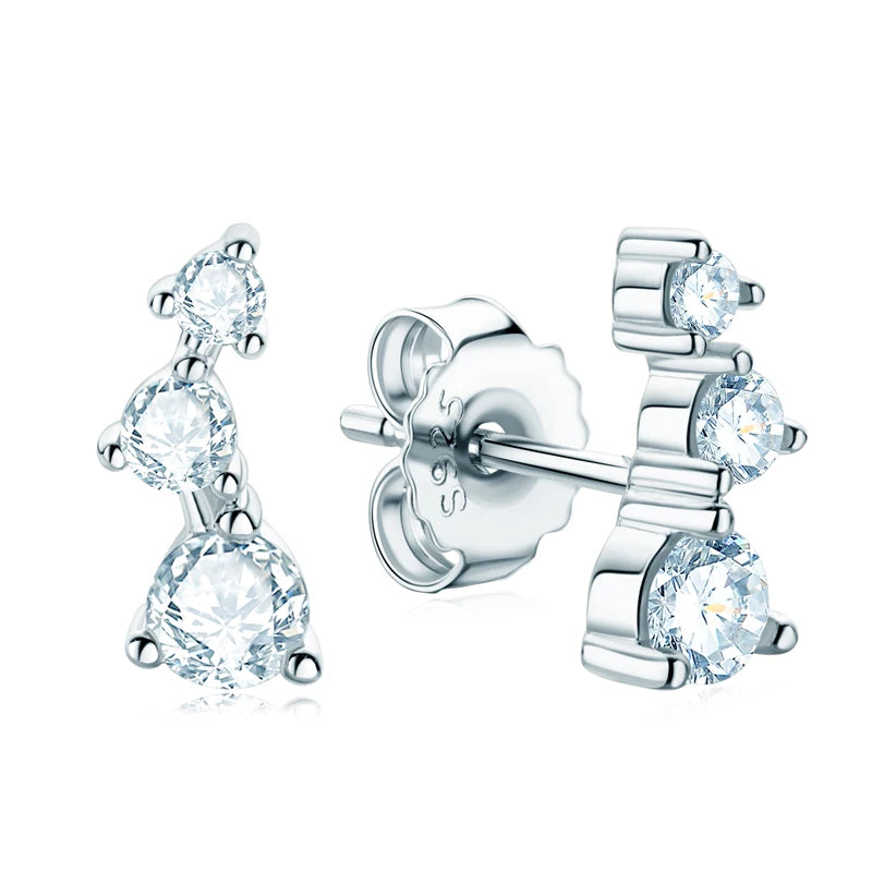 Lnngy GRA Certified Moissanite Stud Earring For Women Original 925 Sterling Silver Irregular Piercing Earring 2025 Hot Jewelry