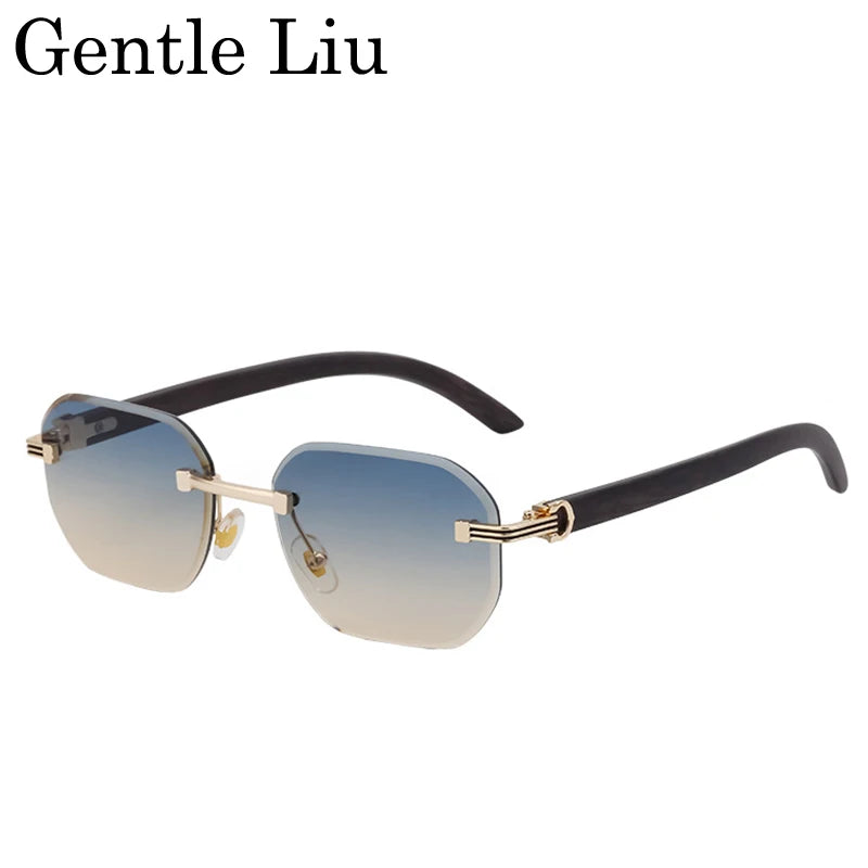 Vintage Square Rimless Sunglasses – 2025 Luxury UV400 Anti-Blue Light Eyewear for Men