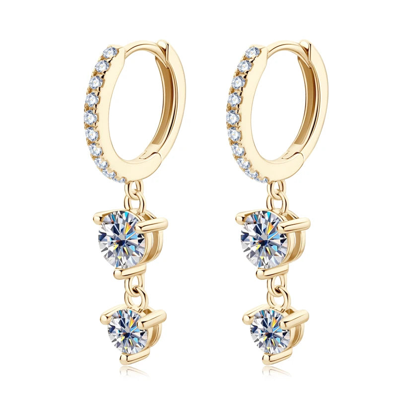 Anziw 4mm 5mm Round Moissanite Long Tassel Earrings 100% 925 Sterling Silver Women's Hoop Dangle Earrings Wedding Jewelry Gifts