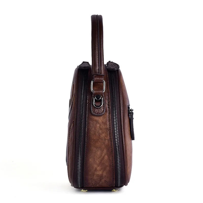 MOTAORA New Embossed Cowhide Shoulder Bag For Women Fashion Small Deer Head Crossbody Bags Chinese Style Genuine Leather Handbag