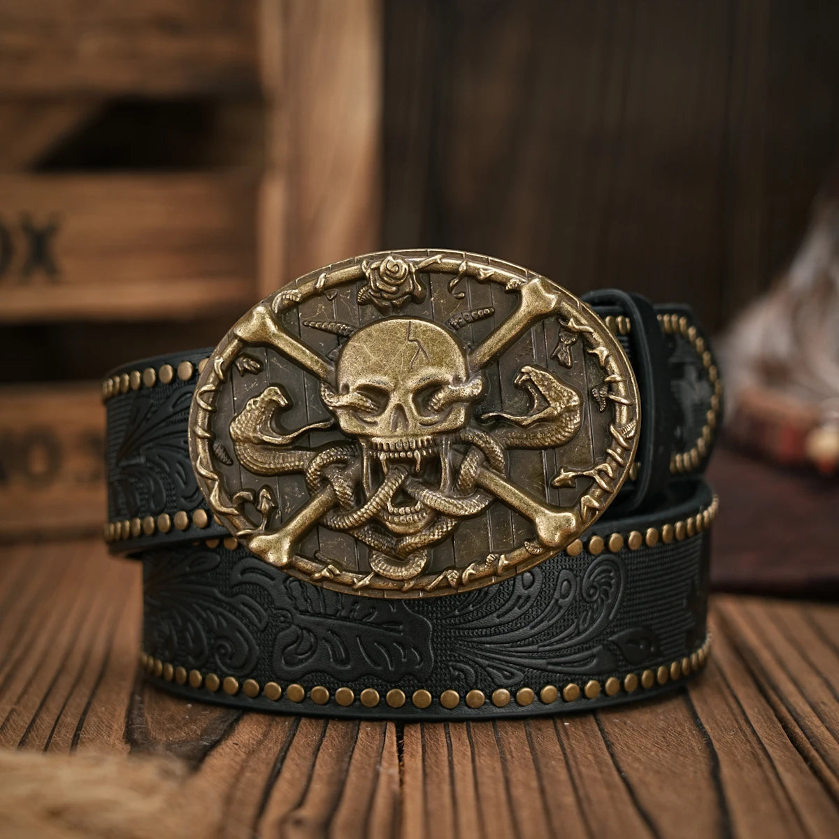 Unisex Western Style 3.8cm Wide PU Leather Belt with 3D Embossed Design - Durable & Stylish for Men & Women