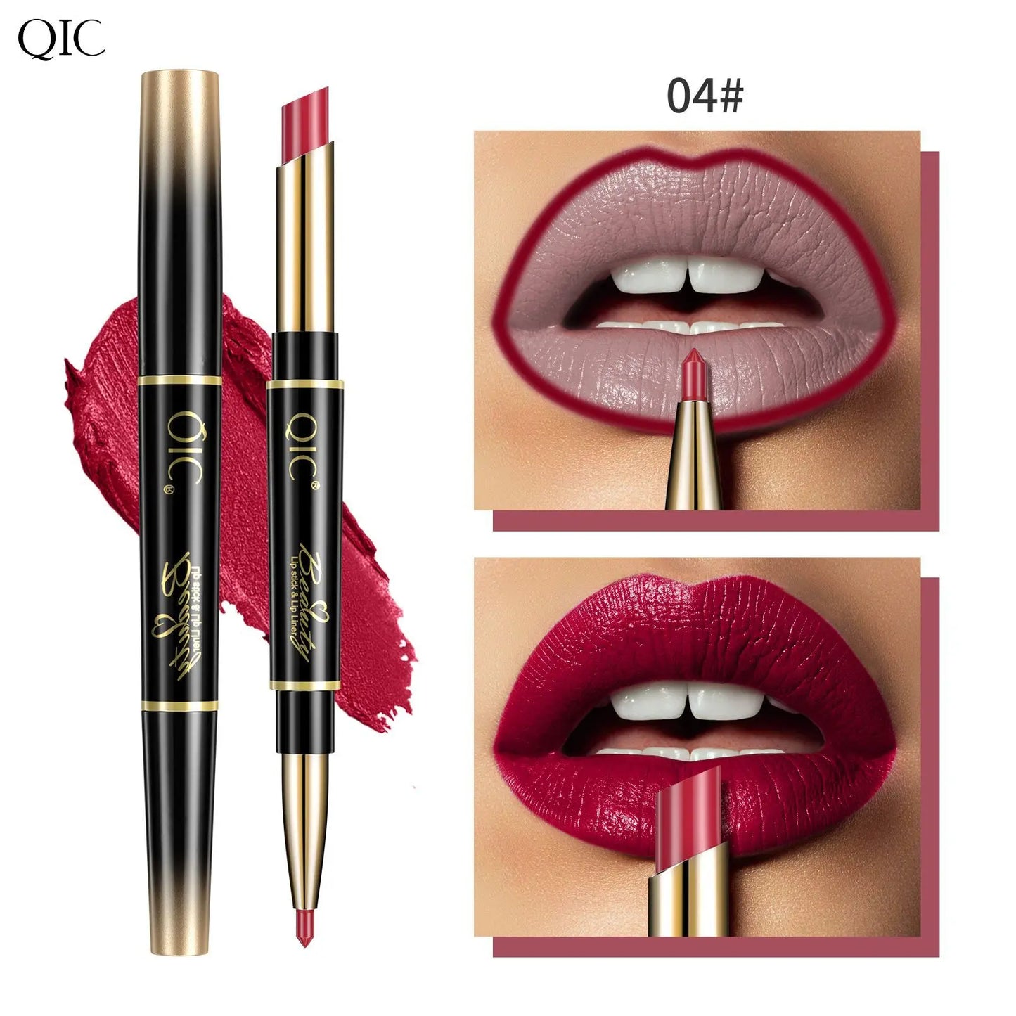 2 IN 1 Lip Liner Waterproof Nude Matte Lipstick Pencil Sexy Red Long Lasting Double Ended Lipliner Makeup Cosmetics For Women