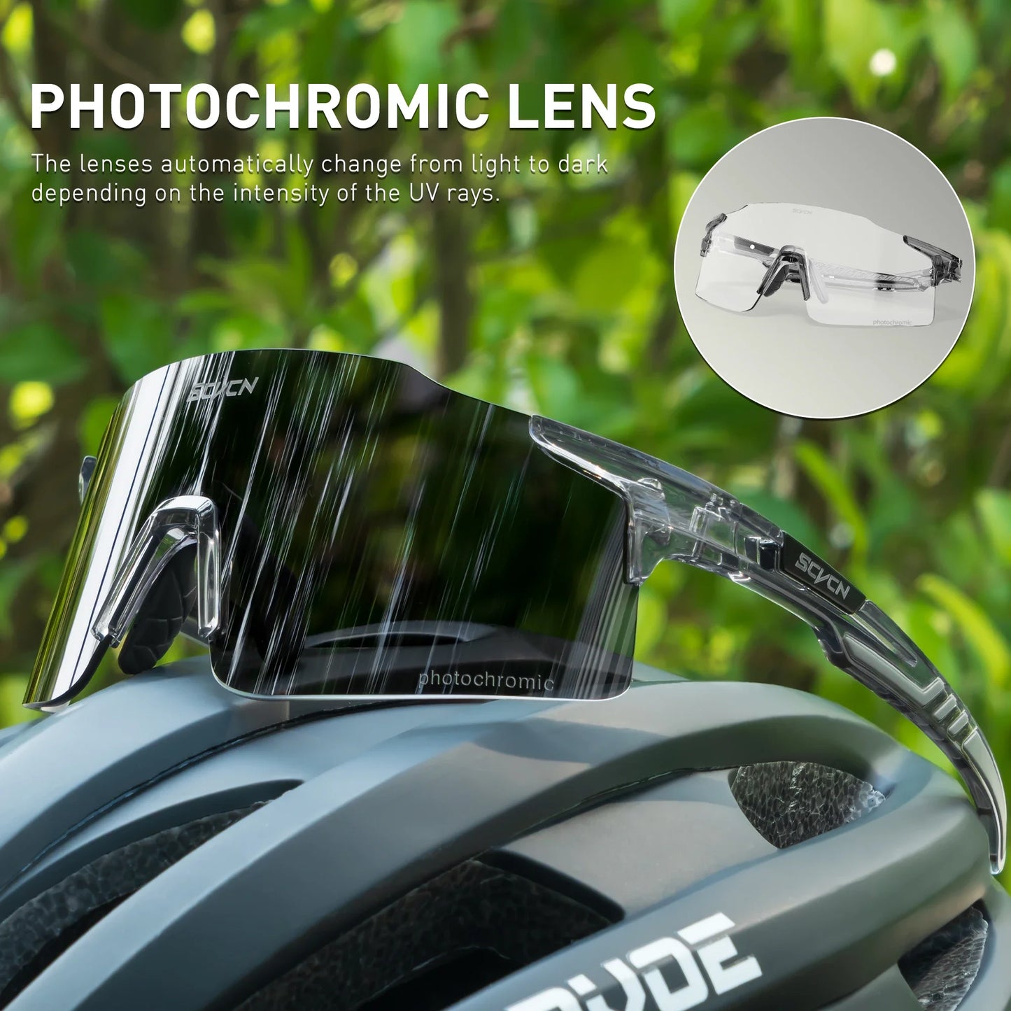 SCVCN New Photochromic Bike Driving Cycling Eyewear Outdoor Road Sunglasses Men Women Sports Glasses MTB UV400 Riding Goggles