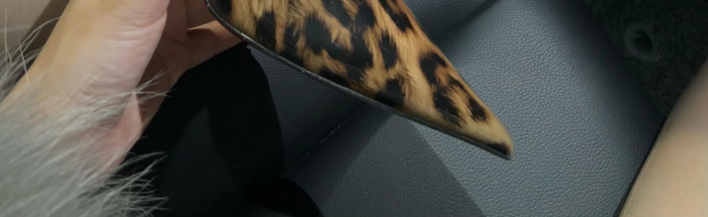 New Gradient Red Bottom Large Heels Sexy Leopard Pattern Pointed Professional Women's Shoes Black Graduation Single Shoes